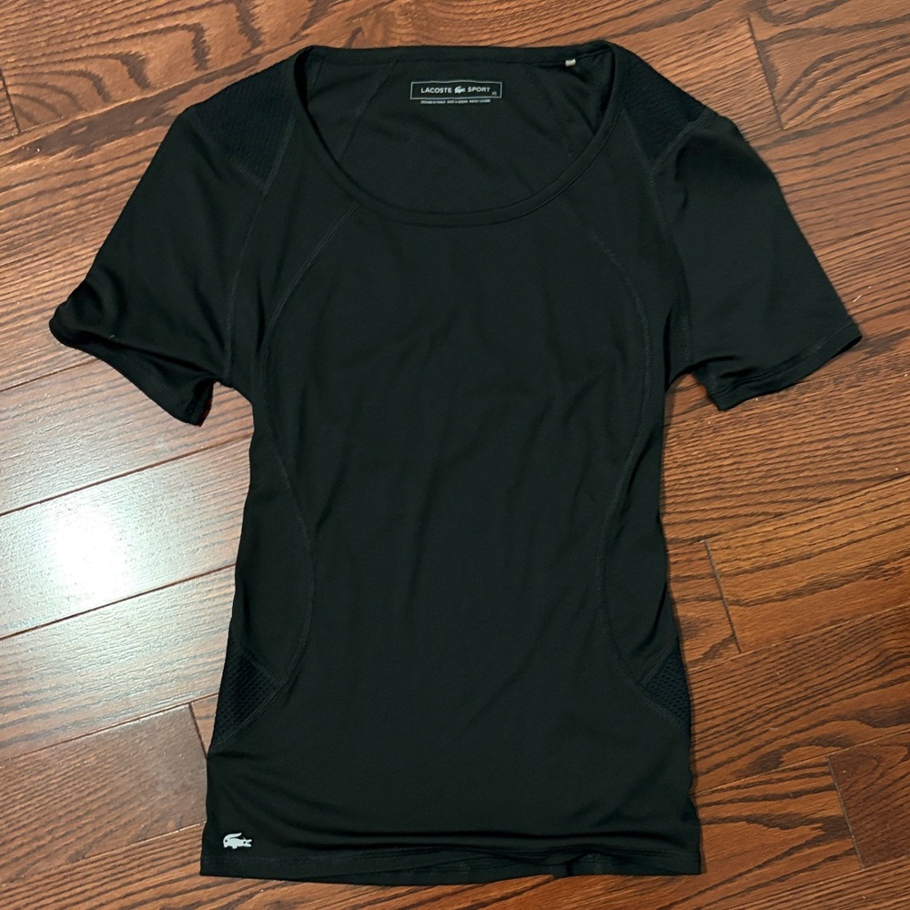 Lacoste Sport Black Tee with White Logo